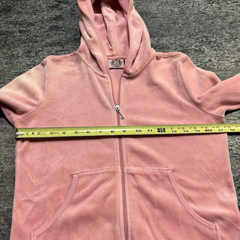 Juicy Couture Track Jacket Hooded Zip Up Size Large Pink Vintage Y2K 2000s - Picture 8 of 9